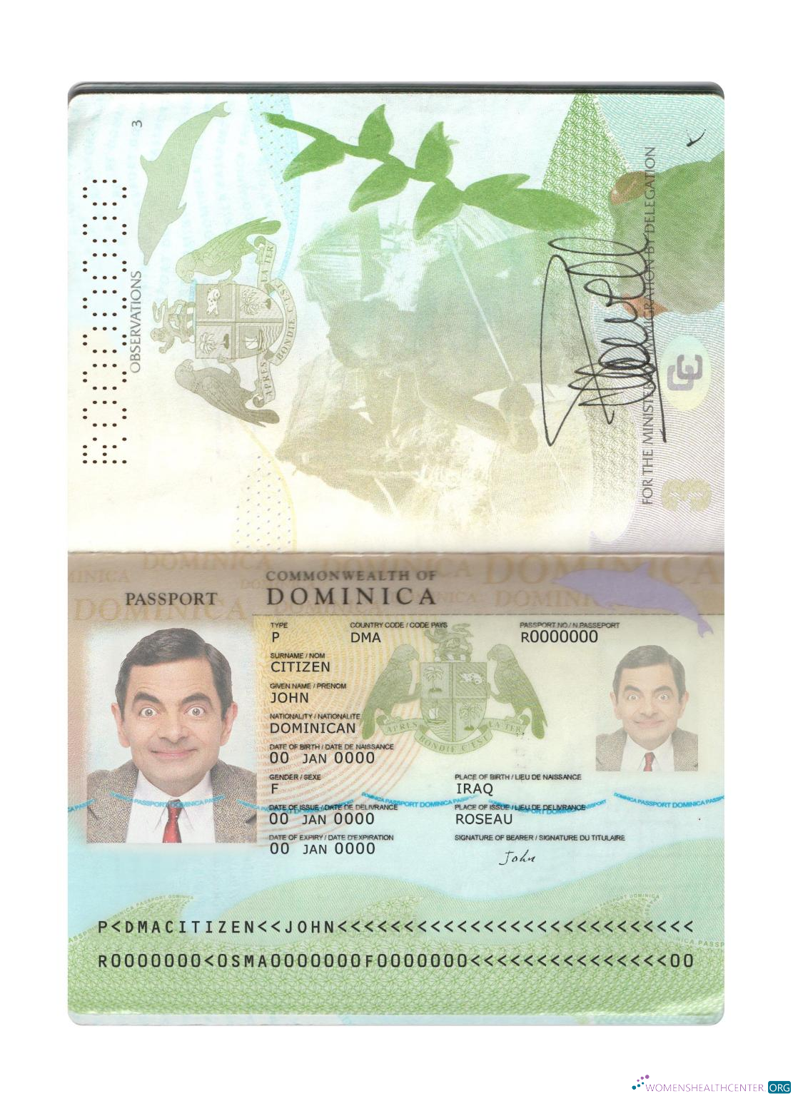 Download Dominica passport new 2019 present Photoshop template
